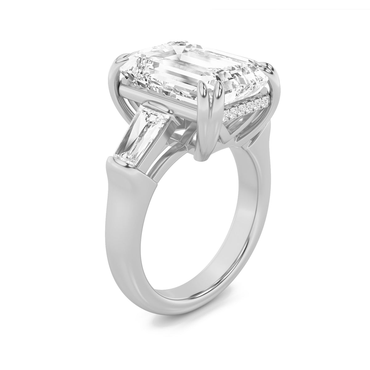 9Cttw Emerald Shaped Lab Grown Diamond (F/VS) Bold Statement Accented Ring in 14K Gold