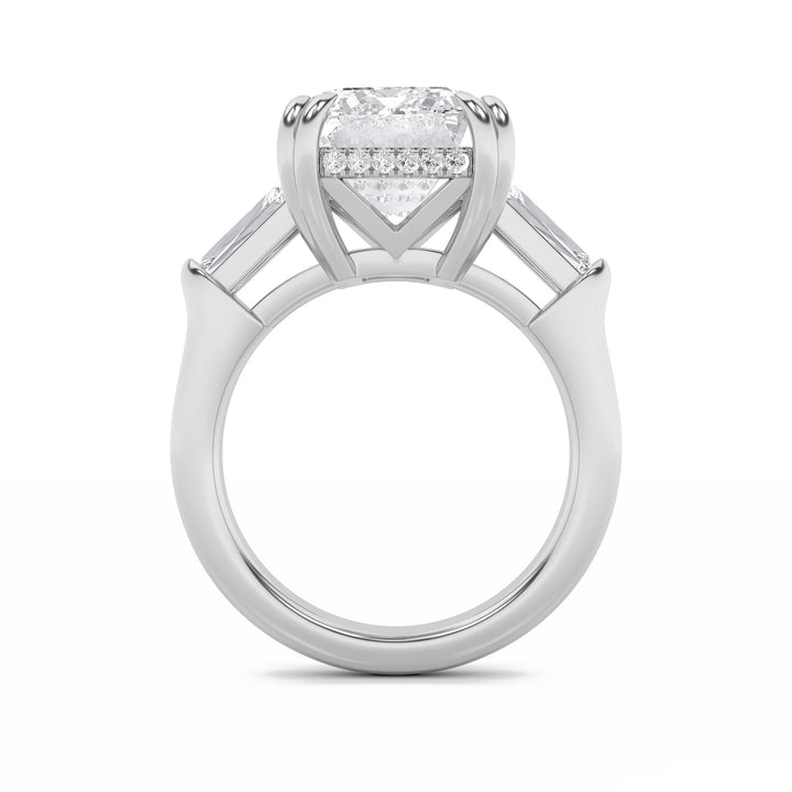 9Cttw Emerald Shaped Lab Grown Diamond (F/VS) Bold Statement Accented Ring in 14K Gold