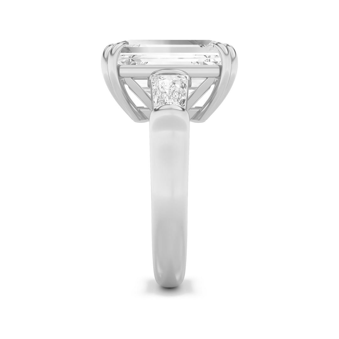 9Cttw Emerald Shaped Lab Grown Diamond (F/VS) Bold Statement Accented Ring in 14K Gold