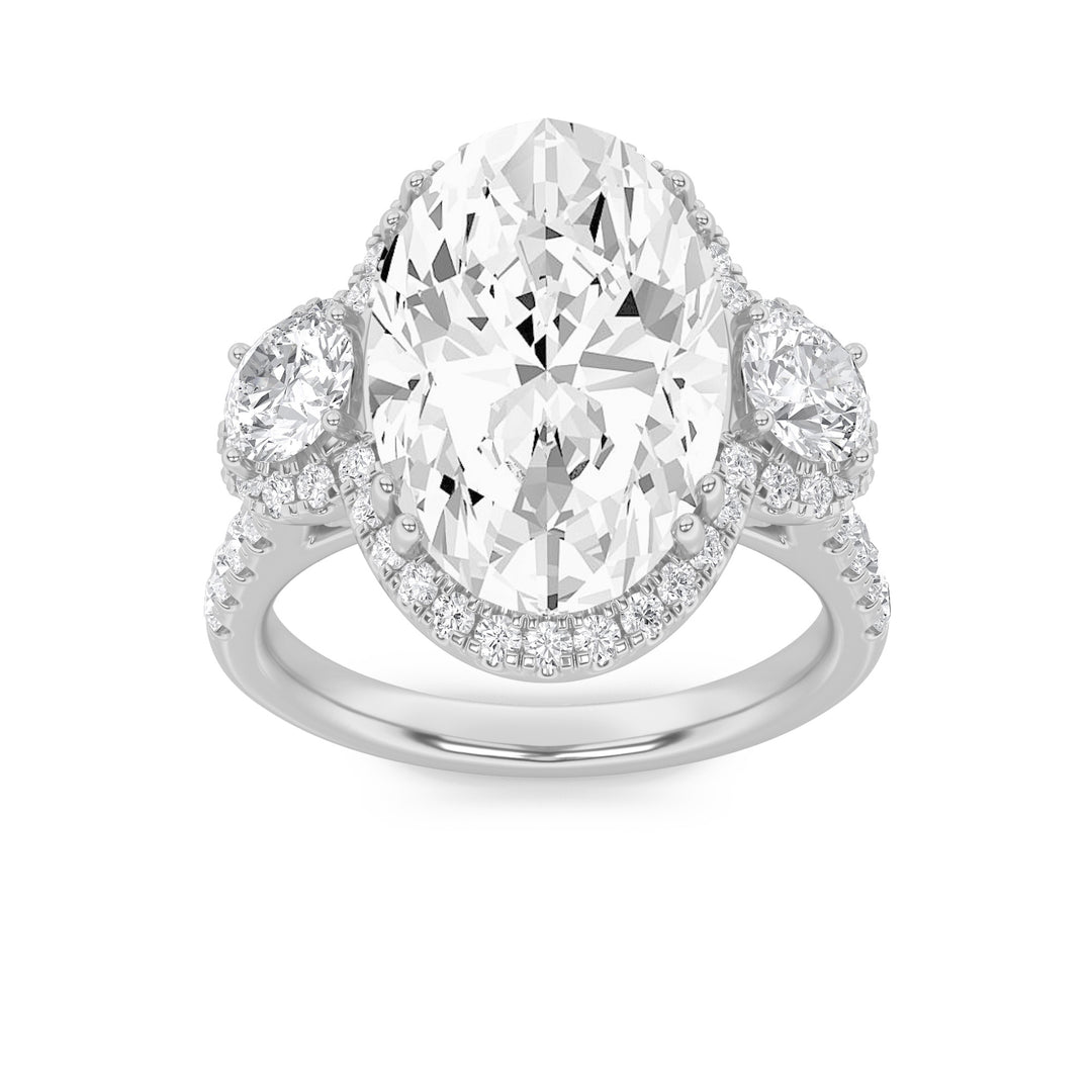7.5Cttw Oval Shaped Lab Grown Diamond (F/VS) BoldStatement Accented Ring in 14K Gold