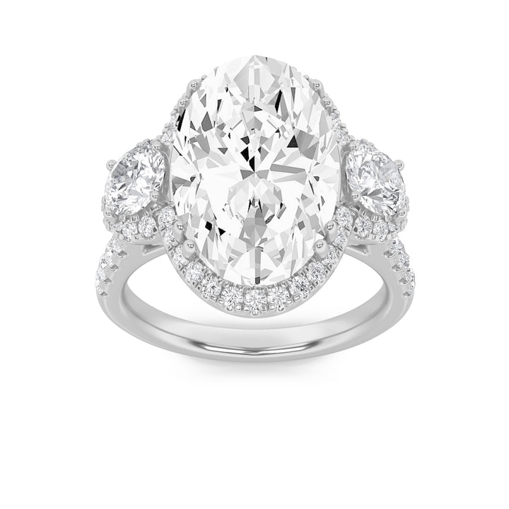 7.5Cttw Oval Shaped Lab Grown Diamond (F/VS) BoldStatement Accented Ring in 14K Gold