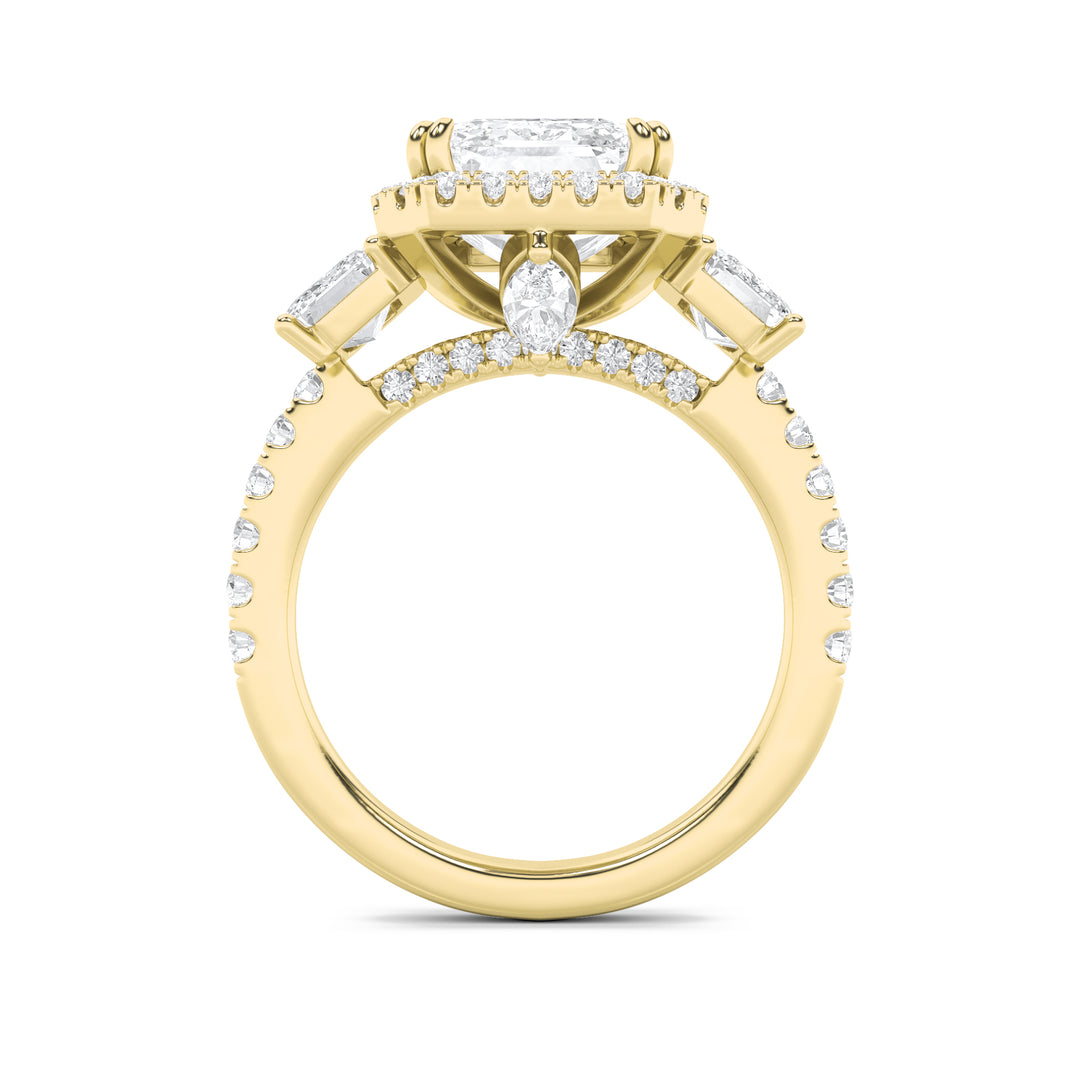 7Cttw Radiant Shaped Lab Grown Diamond (G/VS) Bold Accented Engagement Ring in 14K Gold
