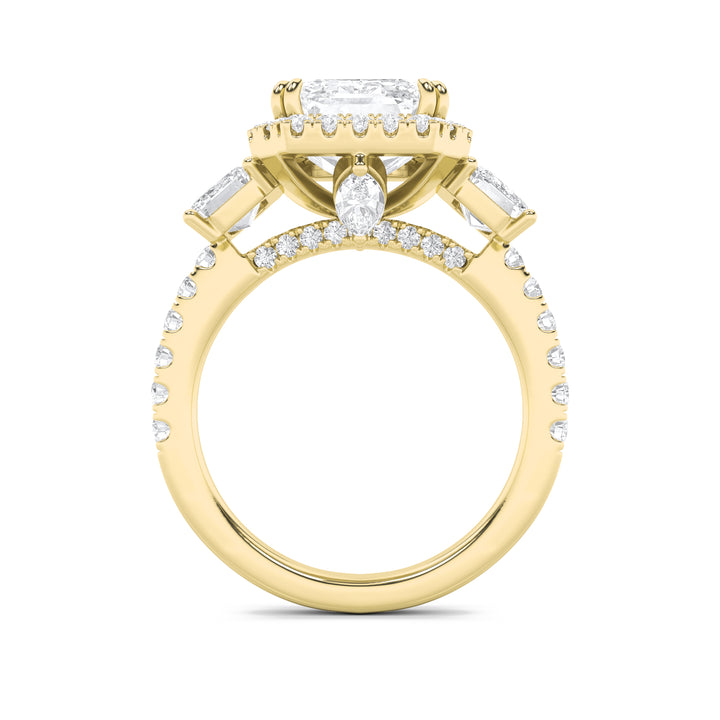 7Cttw Radiant Shaped Lab Grown Diamond (G/VS) Bold Accented Engagement Ring in 14K Gold