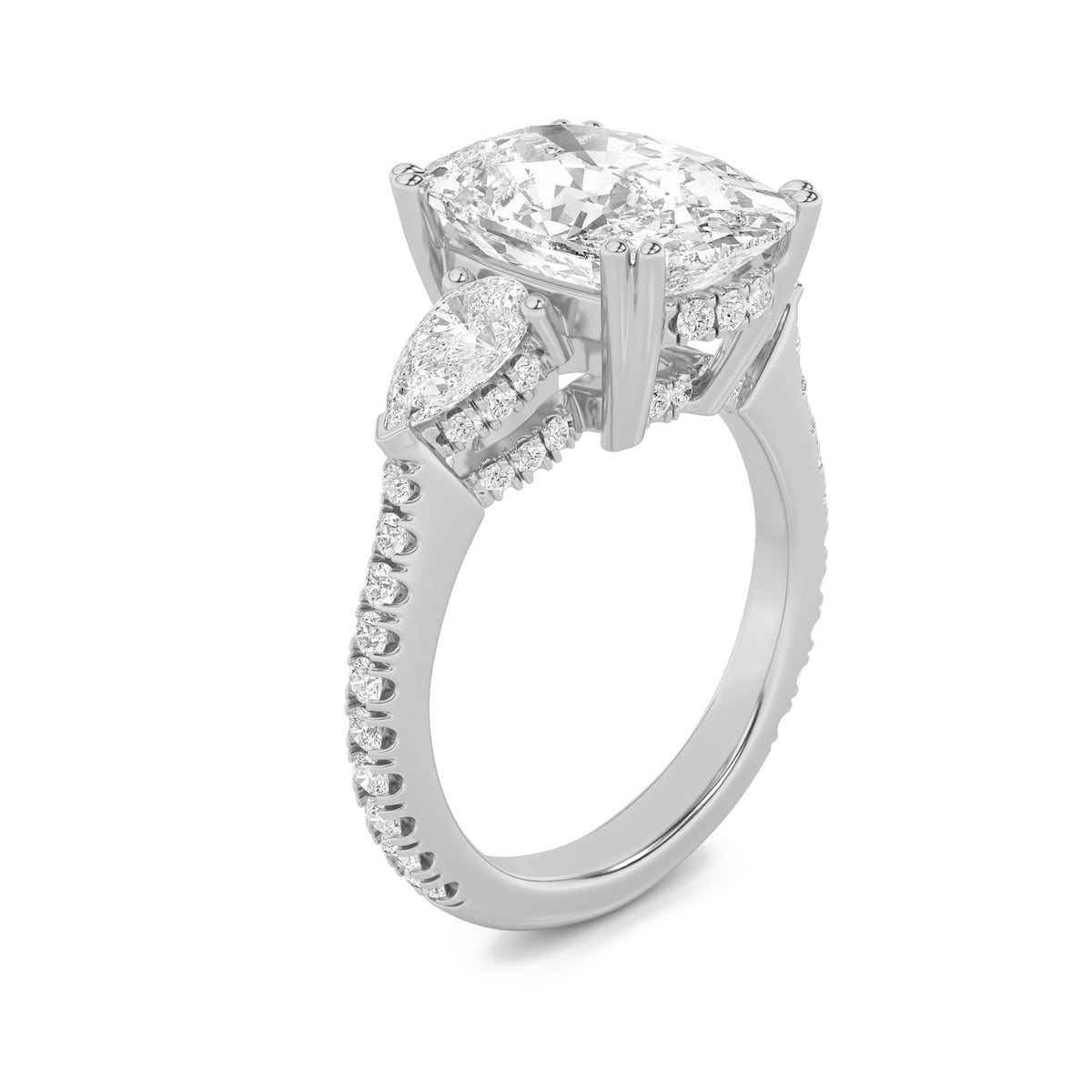 6.5Cttw Elongated Cushion Shaped Lab Grown Diamond (F/VS) Bold Accented Engagement Ring in 14K Gold