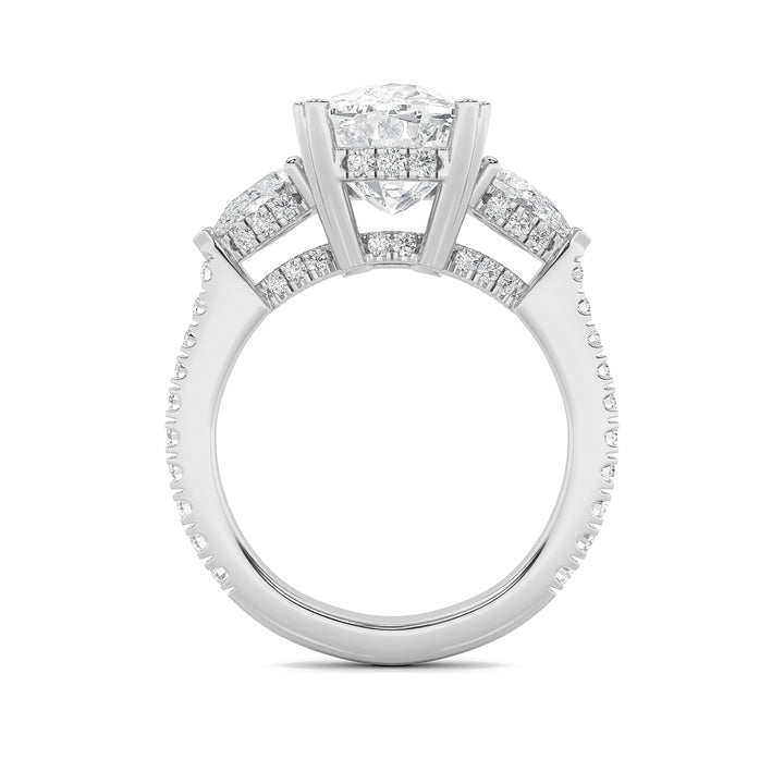 6.5Cttw Elongated Cushion Shaped Lab Grown Diamond (F/VS) Bold Accented Engagement Ring in 14K Gold