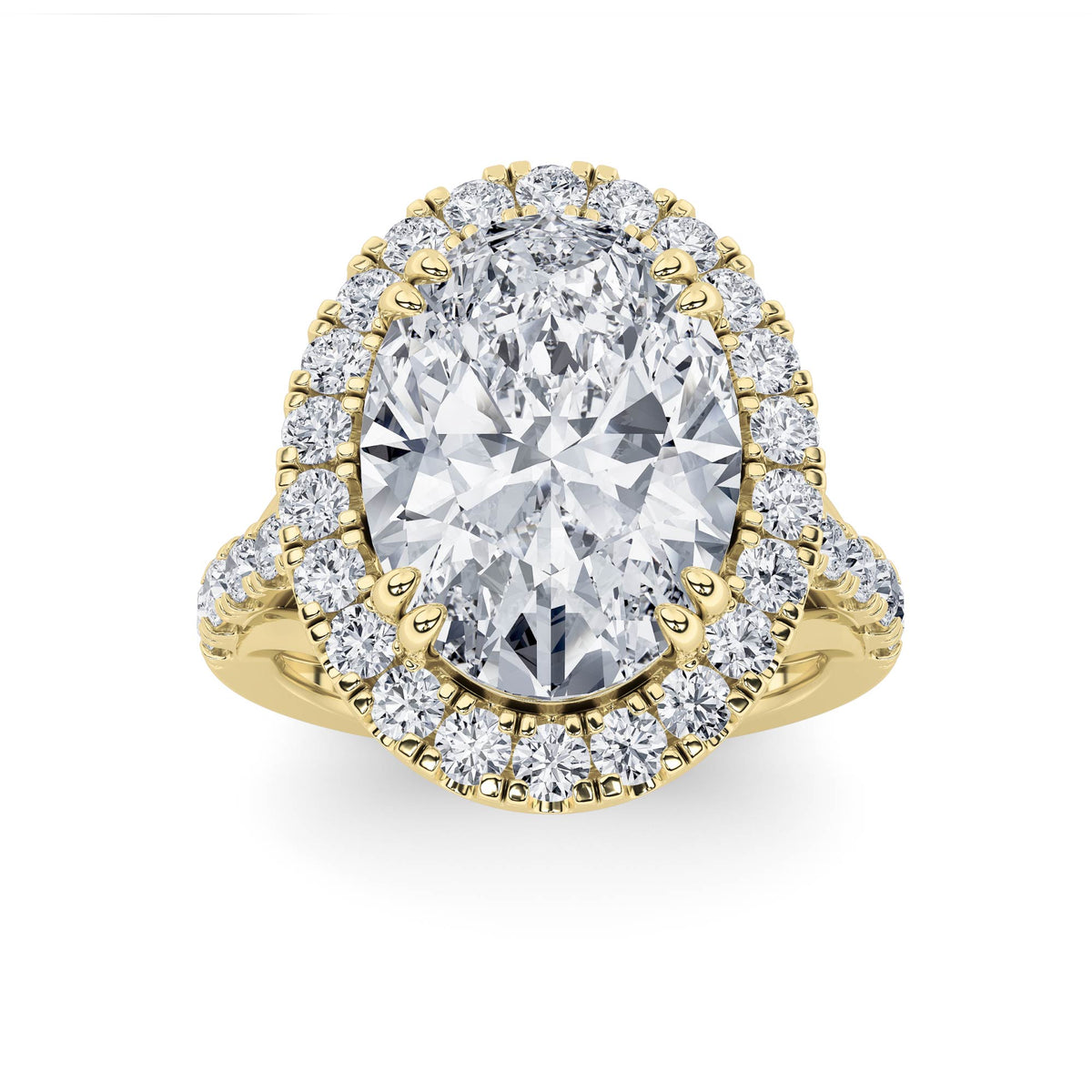 6Cttw Oval Shaped Lab Grown Diamond (G/VS) Bold Accented Engagement Ring in 14K Gold