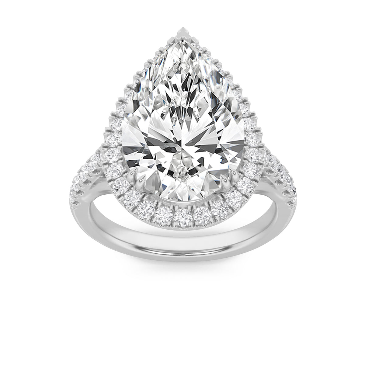 6Cttw Pear Shaped Lab Grown Diamond (F/VS) Bold Statement Accented  Ring in 14K Gold