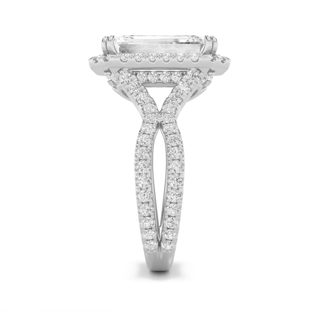 8Cttw Emerald Shaped Lab Grown Diamond (F/VS) Bold Statement Accented Ring in 14K Gold