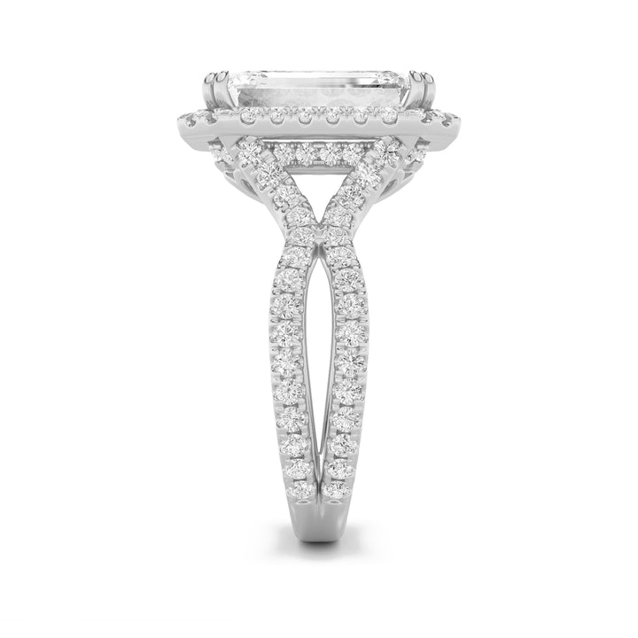 8Cttw Emerald Shaped Lab Grown Diamond (F/VS) Bold Statement Accented Ring in 14K Gold