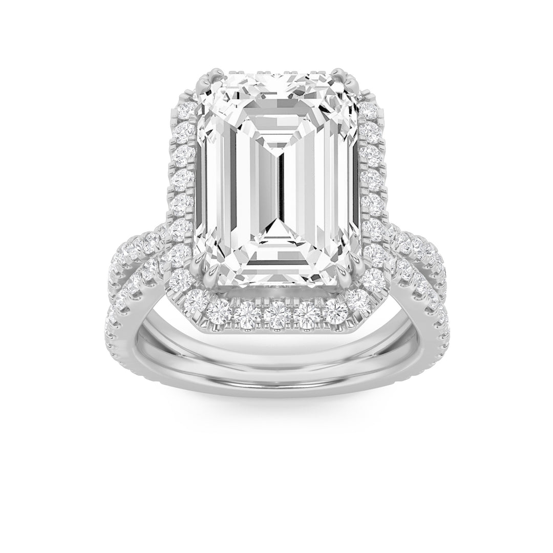 8Cttw Emerald Shaped Lab Grown Diamond (G/VS) Bold Statement Accented Ring in 14K Gold