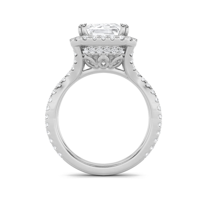 8Cttw Emerald Shaped Lab Grown Diamond (G/VS) Bold Statement Accented Ring in 14K Gold