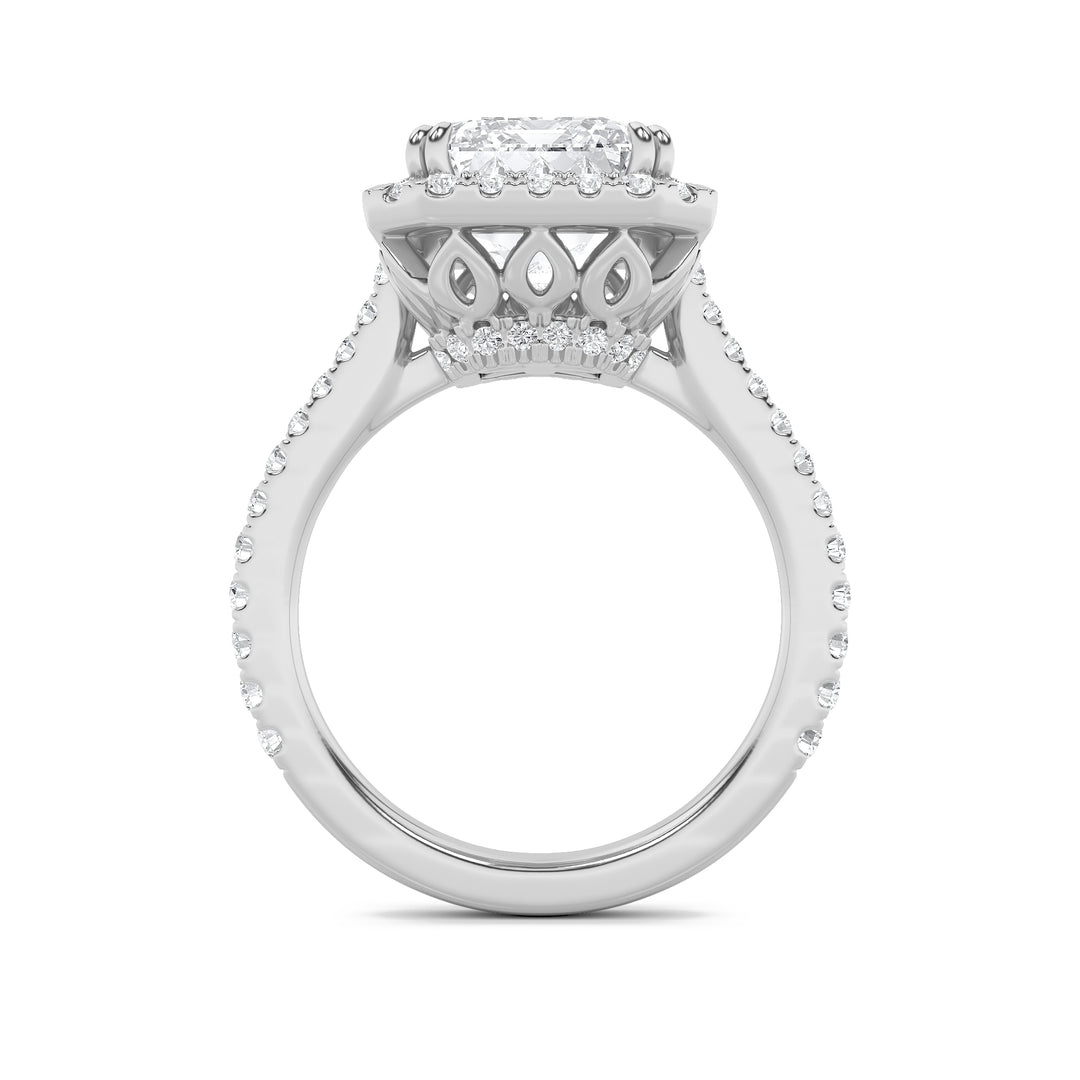 6Cttw Radiant Shaped Lab Grown Diamond (F/VS) Bold Accented Engagement Ring in 14K Gold