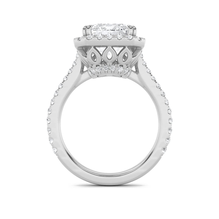 6Cttw Radiant Shaped Lab Grown Diamond (F/VS) Bold Accented Engagement Ring in 14K Gold