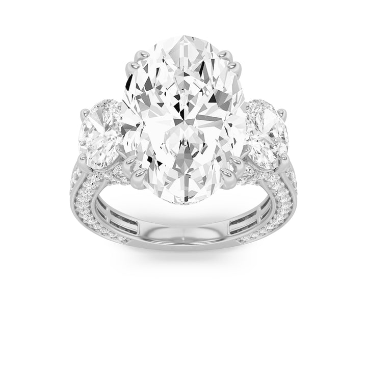 9Cttw Oval Shaped Lab Grown Diamond (F/VS) Bold Statement Accented Ring in 14K Gold