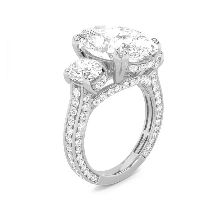 9Cttw Oval Shaped Lab Grown Diamond (F/VS) Bold Statement Accented Ring in 14K Gold