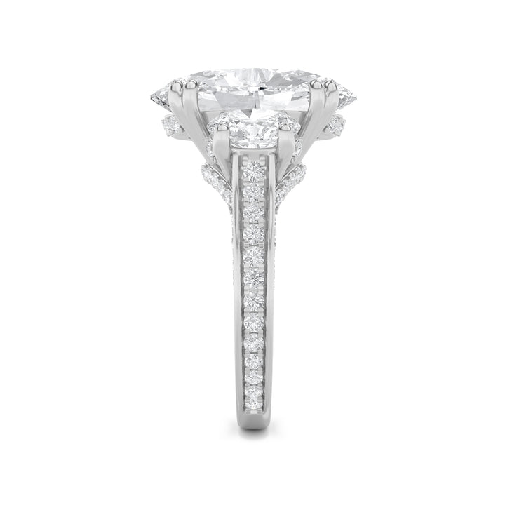 9Cttw Oval Shaped Lab Grown Diamond (F/VS) Bold Statement Accented Ring in 14K Gold