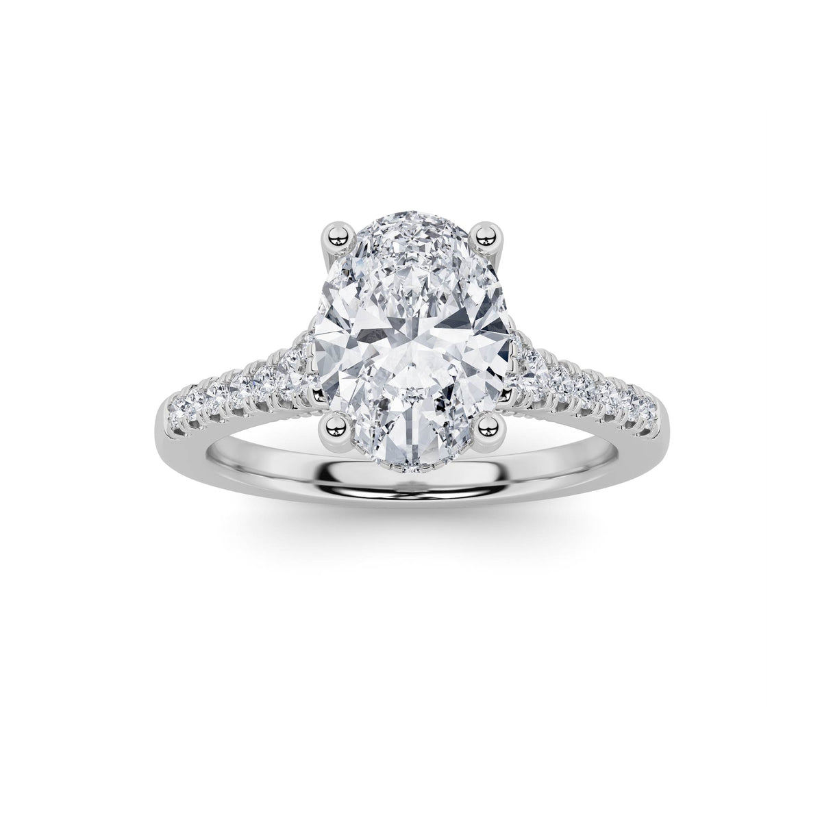 1.5Cttw Oval Shaped Lab Grown Diamond (F/VS) Accented Two Tone Engagement Ring in 14K Gold