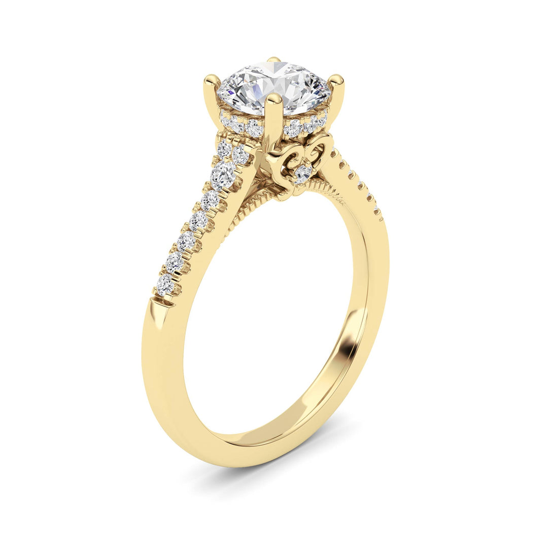 1.5Cttw Round Shaped Lab Grown Diamond (F/VS) Accented Two Tone Engagement Ring in 14K Gold