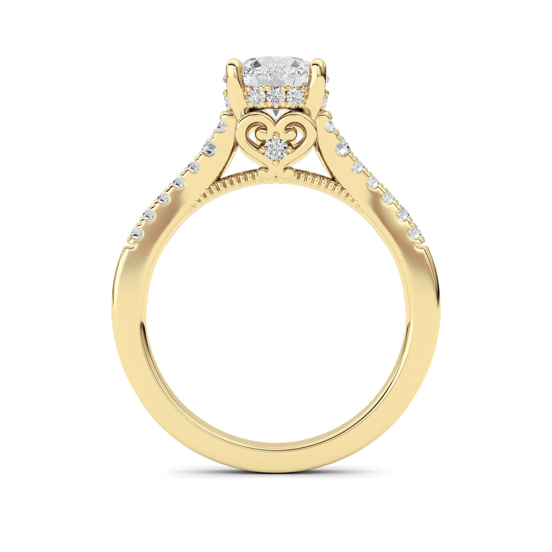 1.5Cttw Round Shaped Lab Grown Diamond (F/VS) Accented Two Tone Engagement Ring in 14K Gold