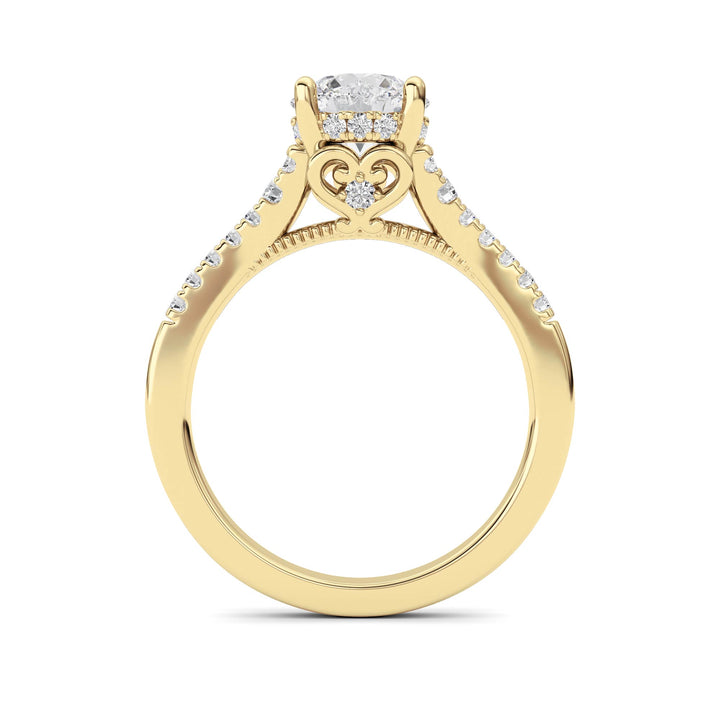 1.5Cttw Round Shaped Lab Grown Diamond (F/VS) Accented Two Tone Engagement Ring in 14K Gold