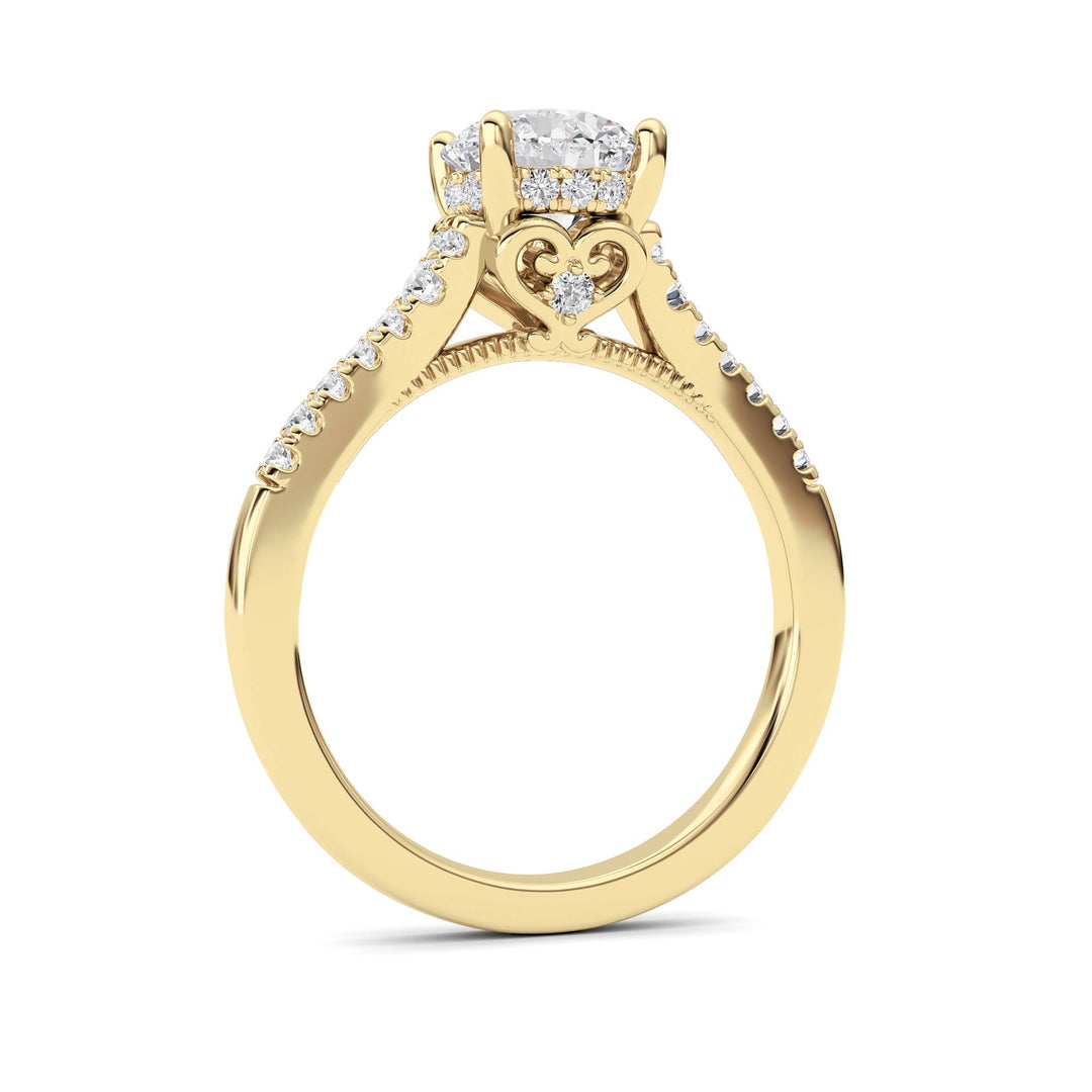1.5Cttw Round Shaped Lab Grown Diamond (F/VS) Accented Two Tone Engagement Ring in 14K Gold