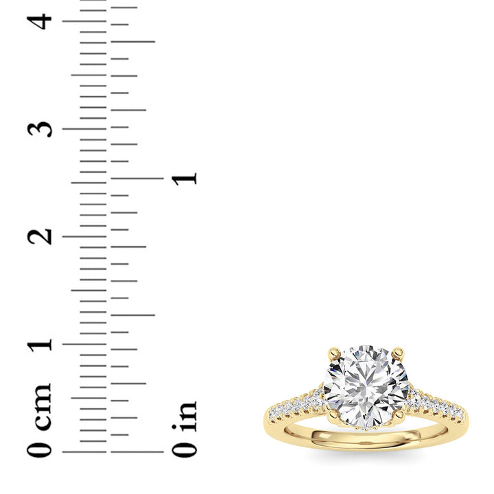 1.5Cttw Round Shaped Lab Grown Diamond (F/VS) Accented Two Tone Engagement Ring in 14K Gold