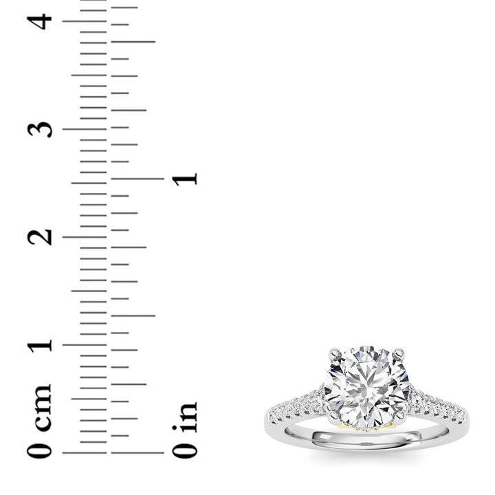 1.5Cttw Round Shaped Lab Grown Diamond (F/VS) Accented Two Tone Engagement Ring in 14K Gold