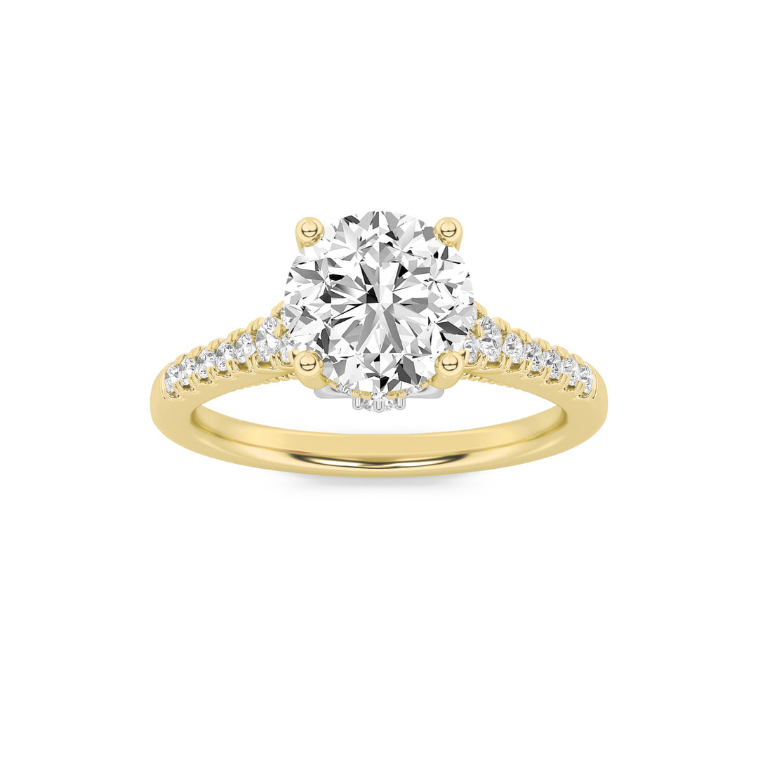 1.5Cttw Round Shaped Lab Grown Diamond (G/VS) Accented Two Tone Engagement Ring in 14K Gold