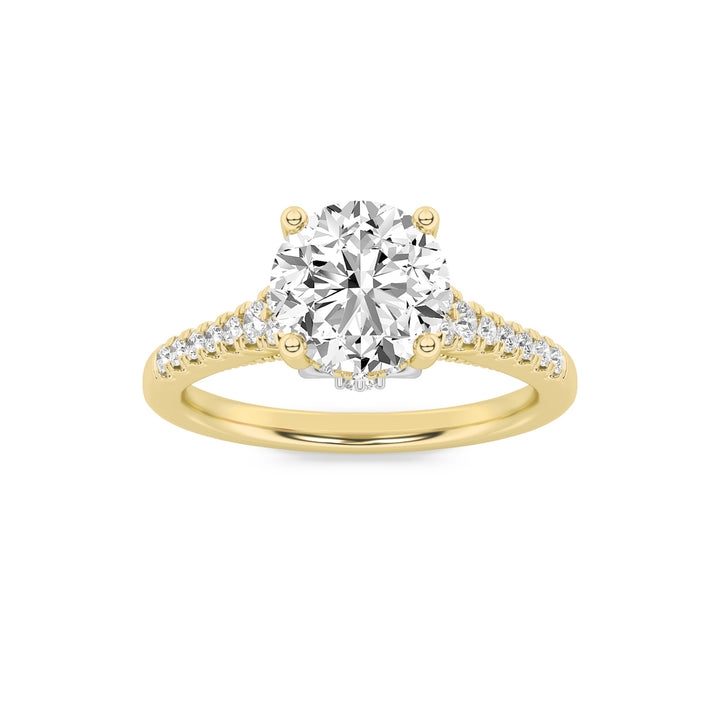 1.5Cttw Round Shaped Lab Grown Diamond (G/VS) Accented Two Tone Engagement Ring in 14K Gold