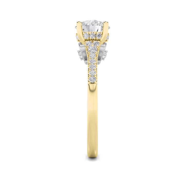 1.5Cttw Round Shaped Lab Grown Diamond (G/VS) Accented Two Tone Engagement Ring in 14K Gold