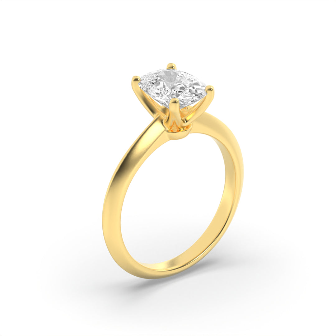 1Cttw Elongated Cushion Shaped Lab Grown Diamond (G/VS) Knife Edge Shank Solitaire Engagement Ring in 14K Gold