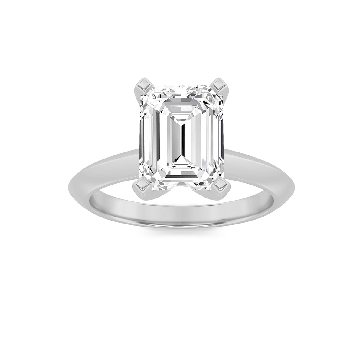 1.5Cttw Emerald Shaped Lab Grown Diamond (F/VS) Knife Edge Shank Solitaire Engagement Ring in 14K Gold