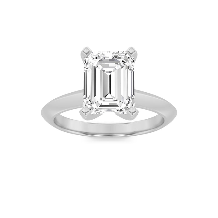 1.5Cttw Emerald Shaped Lab Grown Diamond (F/VS) Knife Edge Shank Solitaire Engagement Ring in 14K Gold