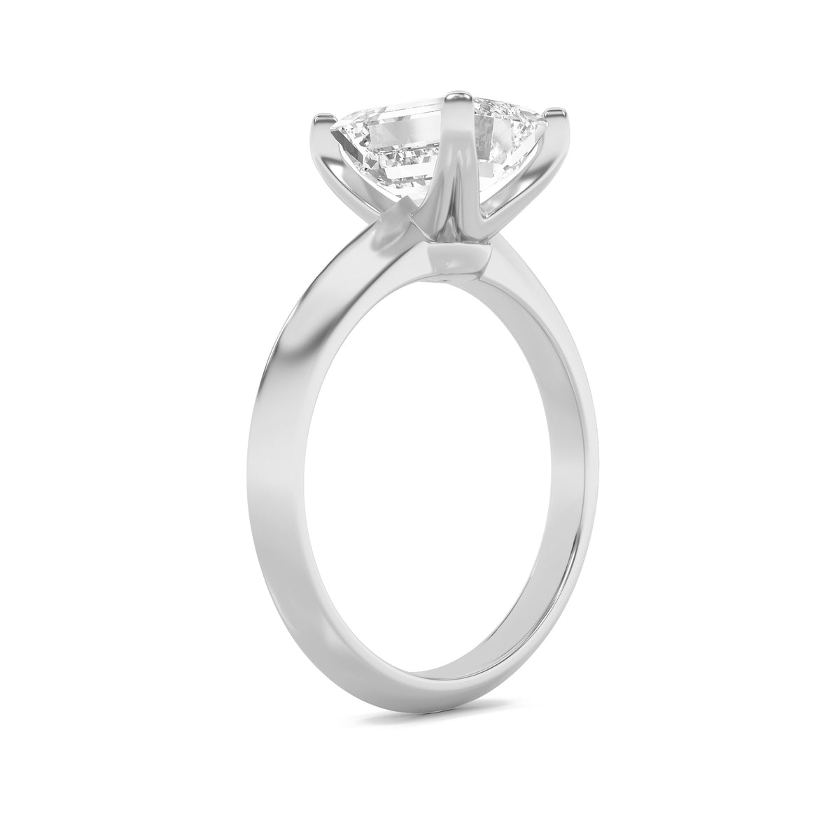 1.5Cttw Emerald Shaped Lab Grown Diamond (F/VS) Knife Edge Shank Solitaire Engagement Ring in 14K Gold