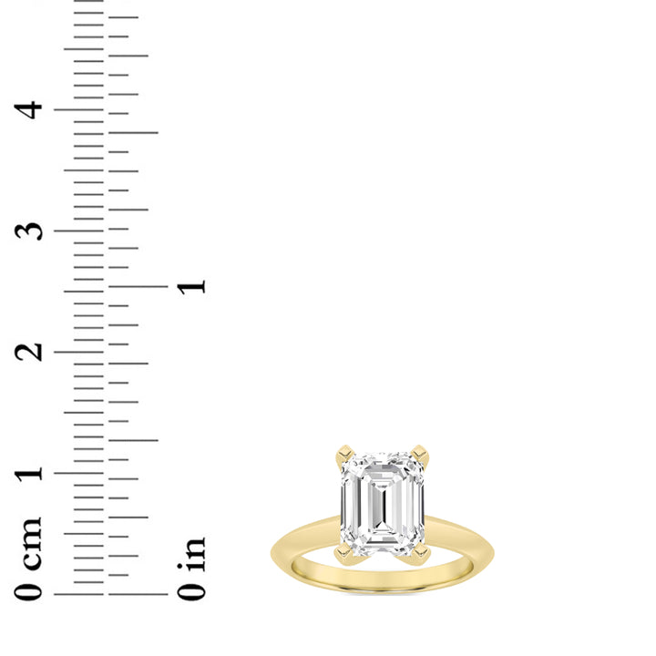 2.5Cttw Emerald Shaped Lab Grown Diamond (F/VS) Knife Edge Shank Solitaire Engagement Ring in 14K Gold