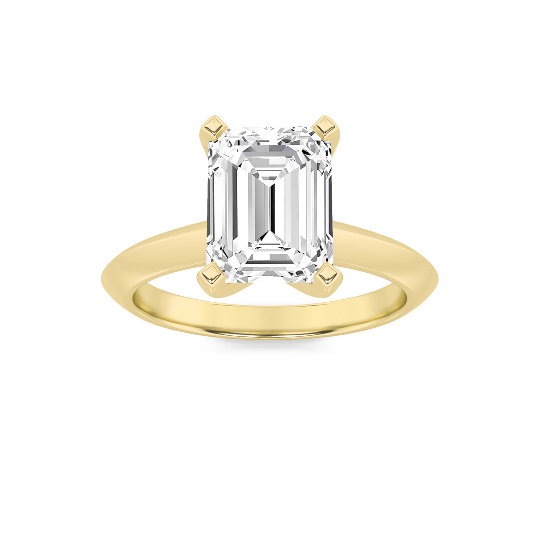 2.5Cttw Emerald Shaped Lab Grown Diamond (G/VS) Knife Edge Shank Solitaire Engagement Ring in 14K Gold