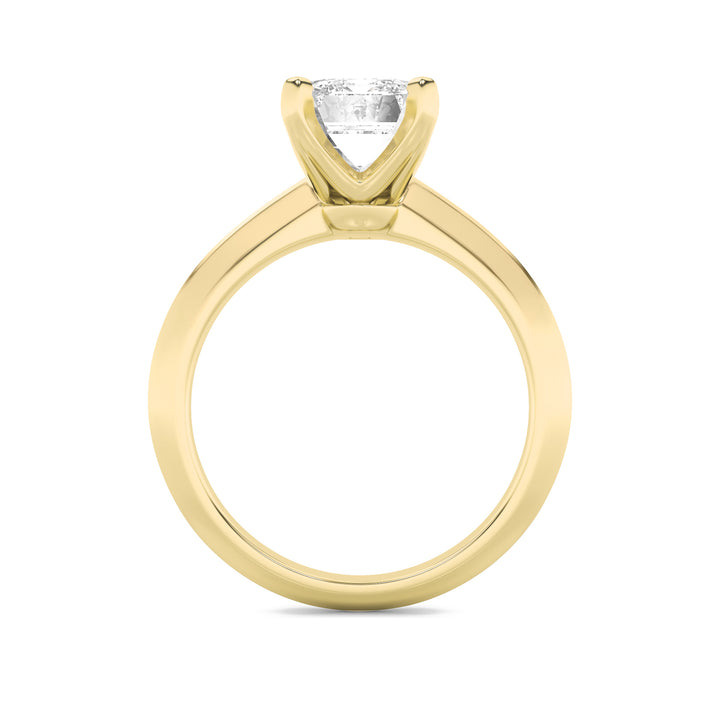 3CTW Emerald Shaped Lab Grown Diamond (F/VS) Knife Edge Shank Solitaire Engagement Ring in 14K Gold