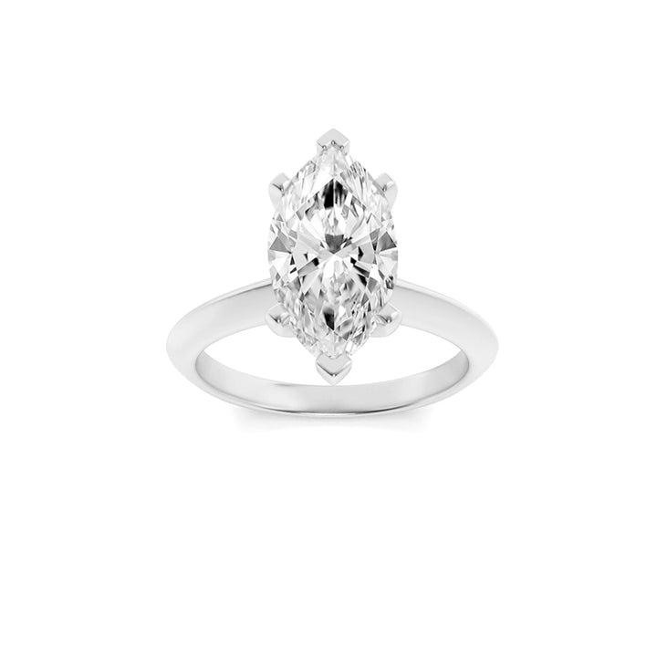 1Cttw Marquise Shaped Lab Grown Diamond (F/VS) Knife Edge Shank Solitaire Engagement Ring in 14K Gold