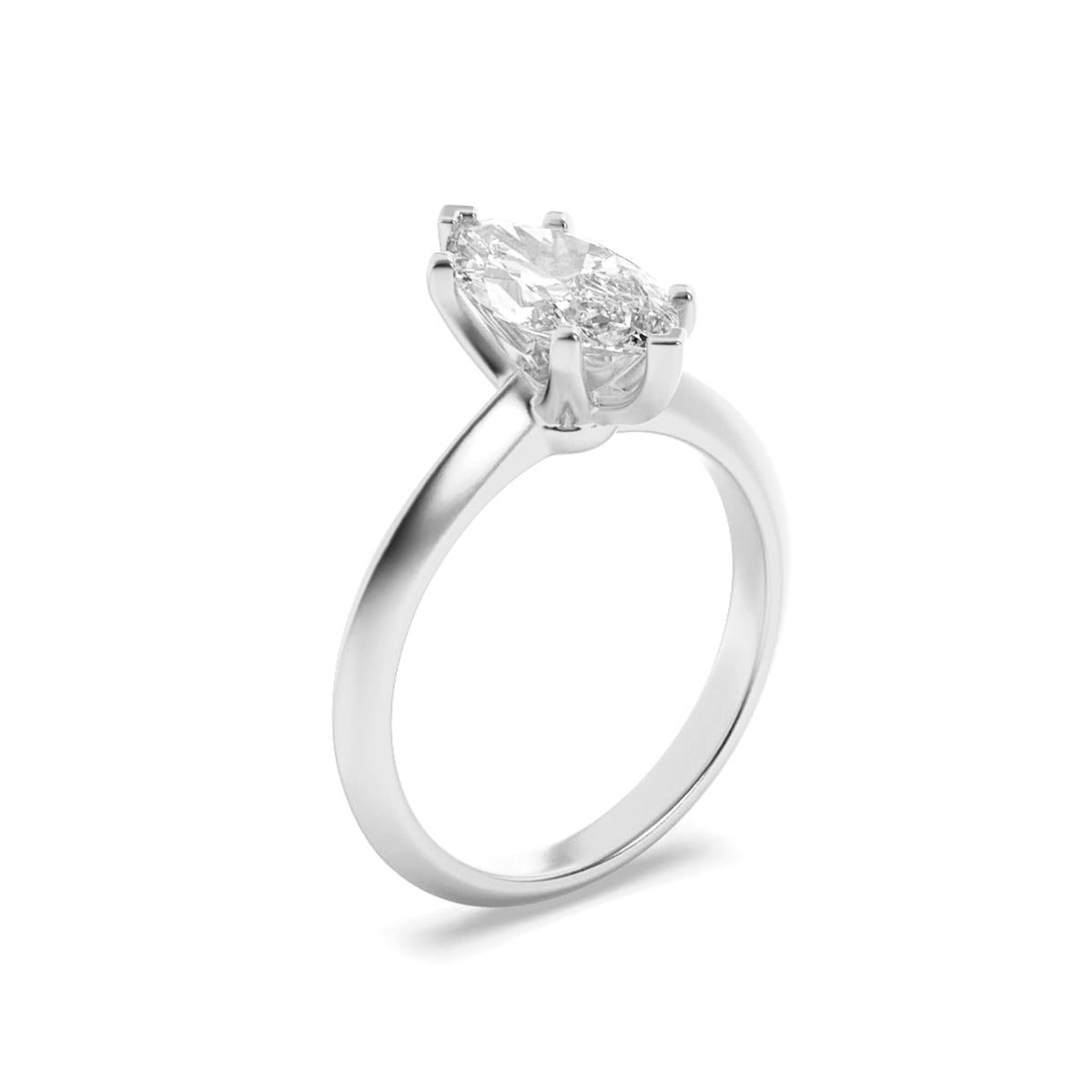 1Cttw Marquise Shaped Lab Grown Diamond (F/VS) Knife Edge Shank Solitaire Engagement Ring in 14K Gold