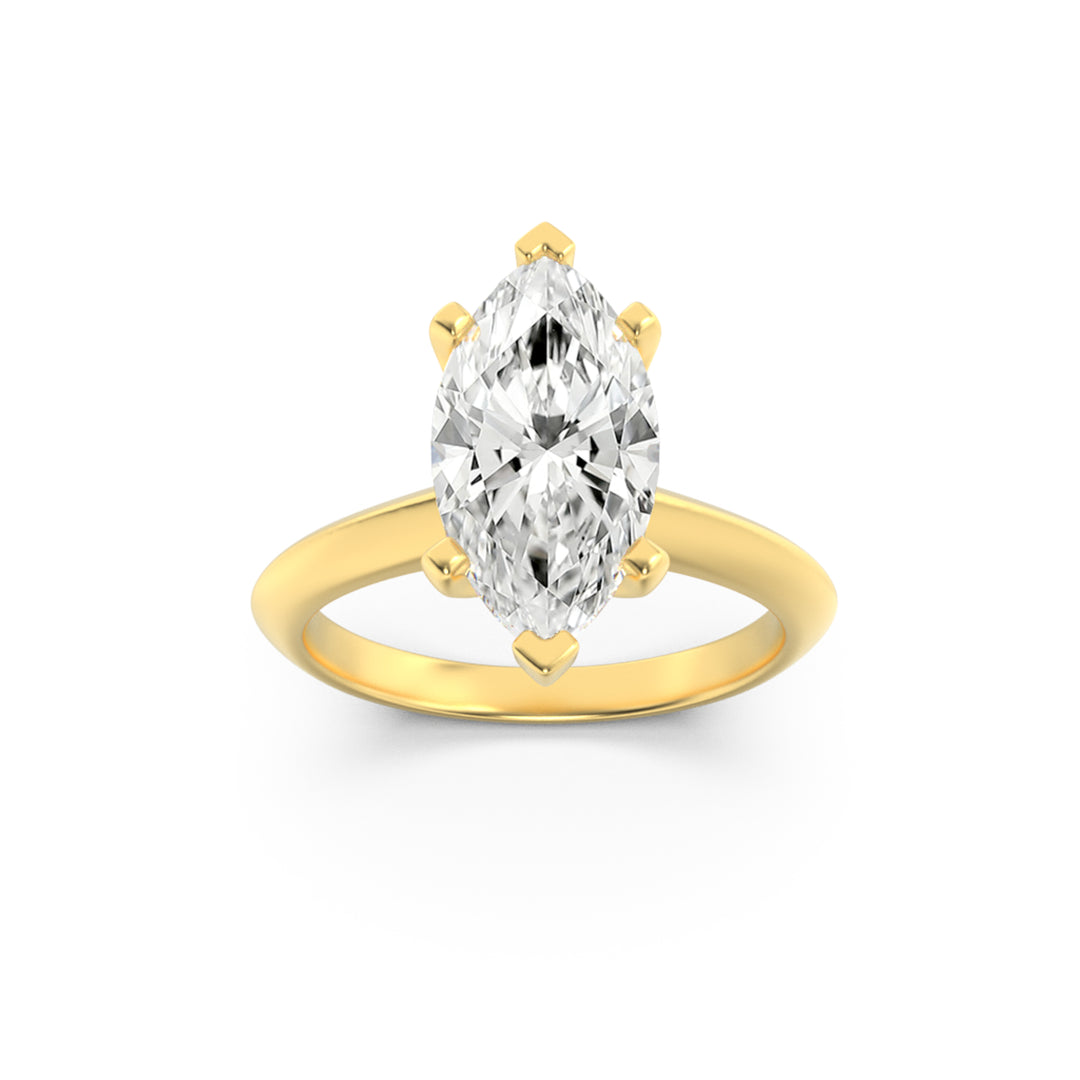 1Cttw Marquise Shaped Lab Grown Diamond (F/VS) Knife Edge Shank Solitaire Engagement Ring in 14K Gold