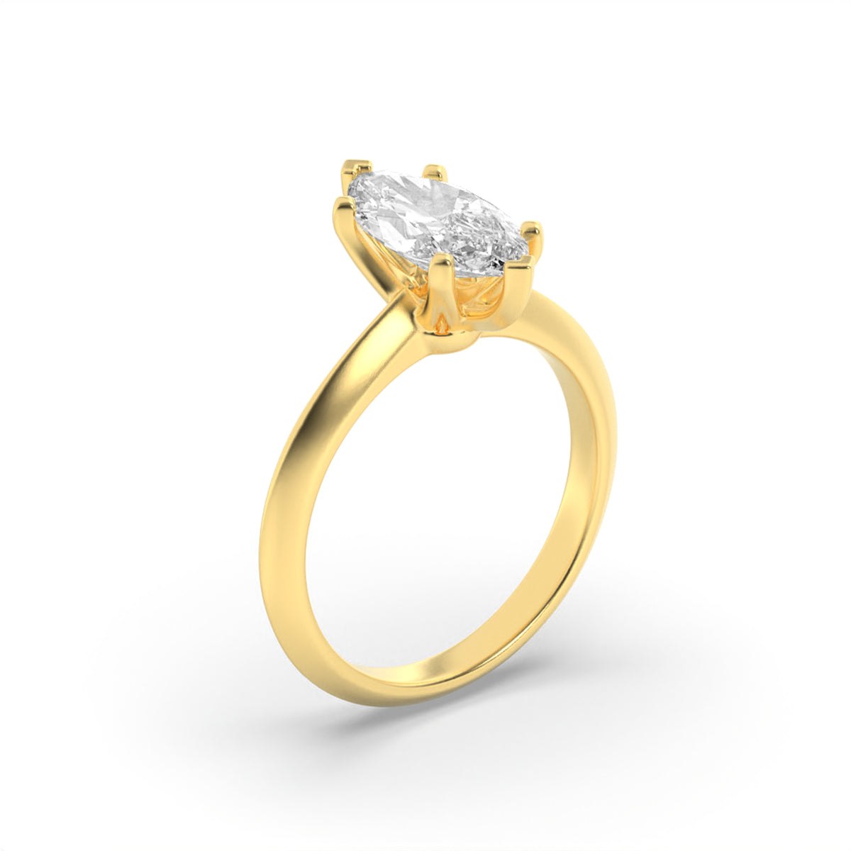 1Cttw Marquise Shaped Lab Grown Diamond (F/VS) Knife Edge Shank Solitaire Engagement Ring in 14K Gold