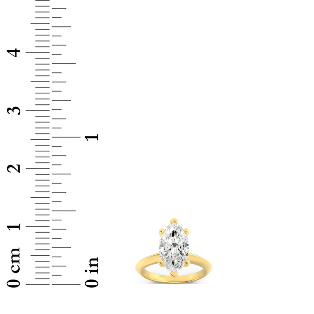 1Cttw Marquise Shaped Lab Grown Diamond (F/VS) Knife Edge Shank Solitaire Engagement Ring in 14K Gold