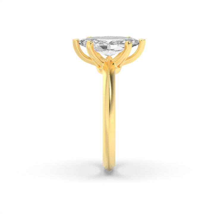 1.5Cttw Marquise Shaped Lab Grown Diamond (F/VS) Knife Edge Shank Solitaire Engagement Ring in 14K Gold