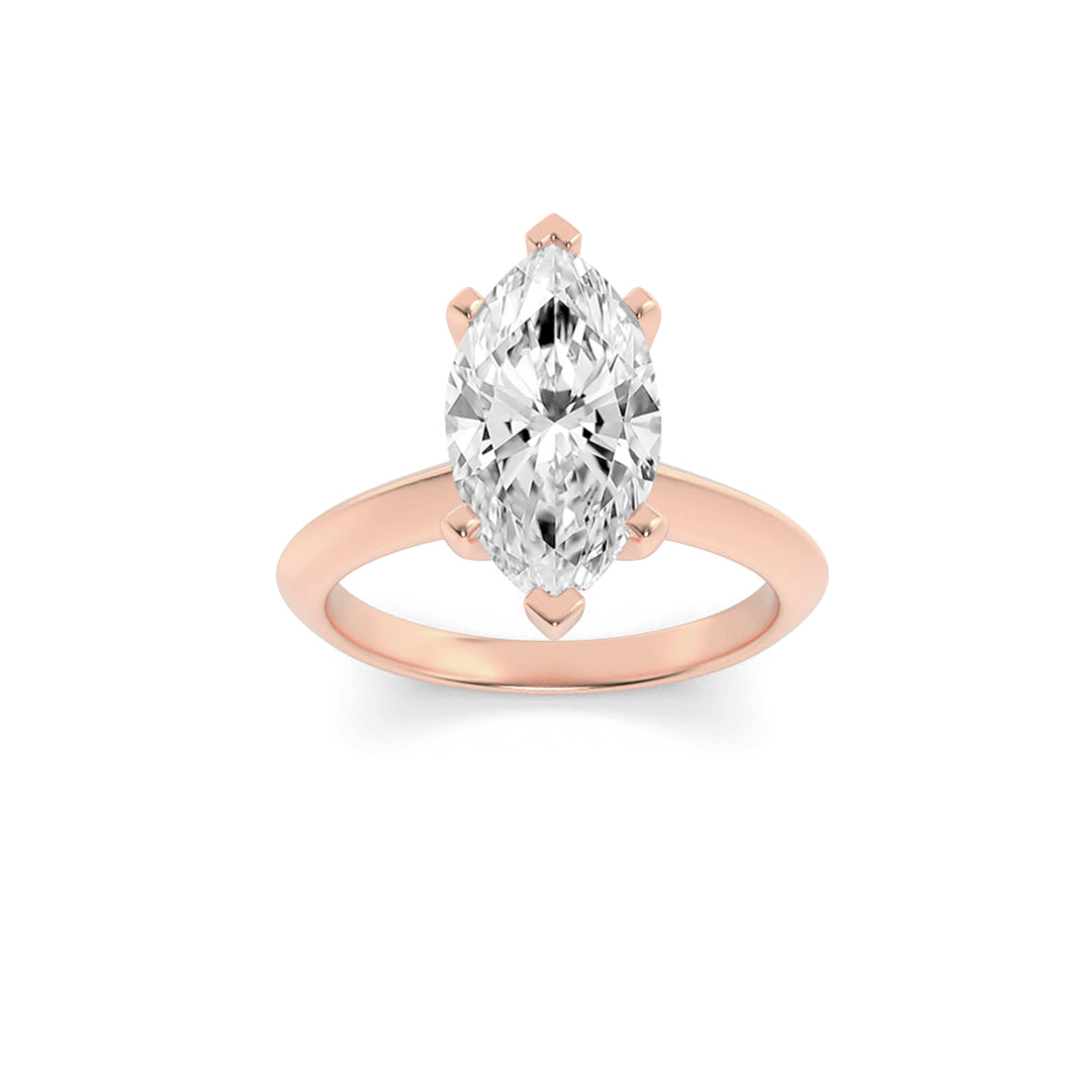 2Cttw Marquise Shaped Lab Grown Diamond (F/VS) Knife Edge Shank Solitaire Engagement Ring in 14K Gold