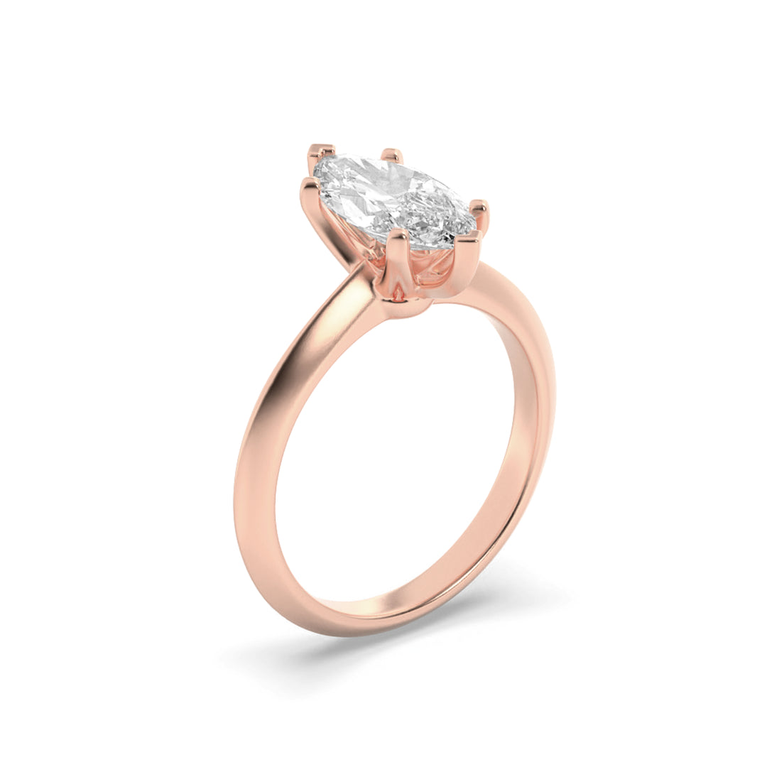 2Cttw Marquise Shaped Lab Grown Diamond (F/VS) Knife Edge Shank Solitaire Engagement Ring in 14K Gold