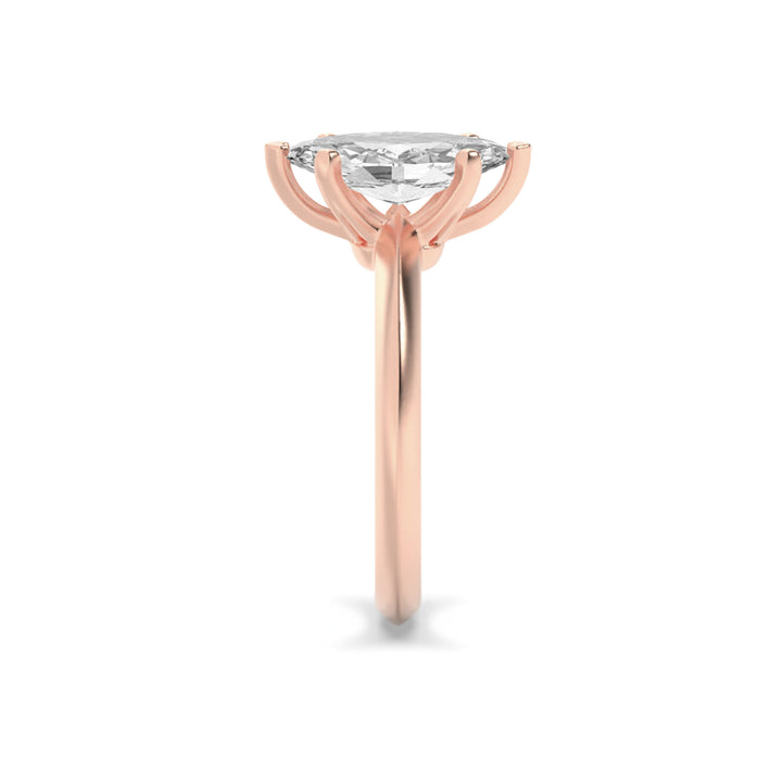 2Cttw Marquise Shaped Lab Grown Diamond (F/VS) Knife Edge Shank Solitaire Engagement Ring in 14K Gold