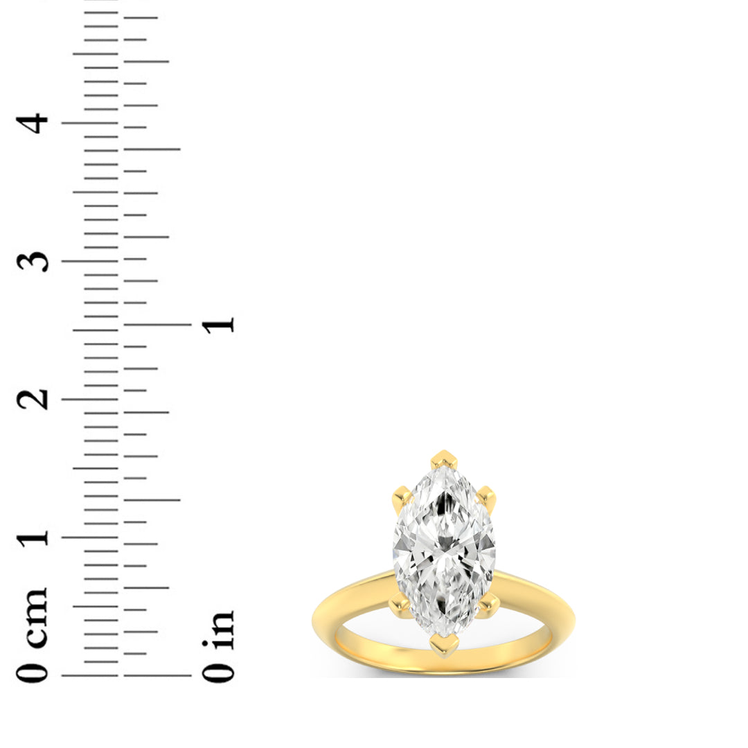 2.5Cttw Marquise Shaped Lab Grown Diamond (F/VS) Knife Edge Shank Solitaire Engagement Ring in 14K Gold