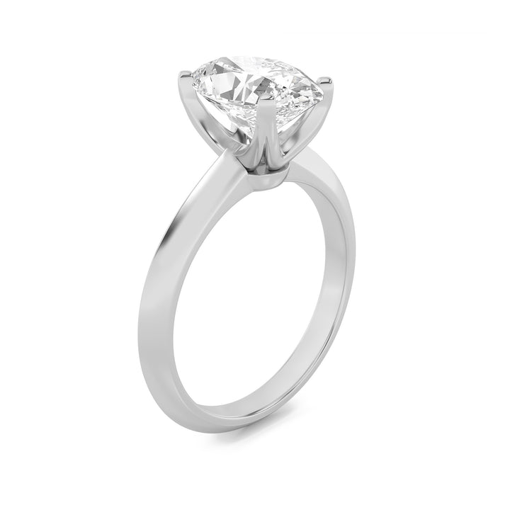 1Cttw Oval Shaped Lab Grown Diamond (F/VS) Knife Edge Shank Solitaire Engagement Ring in 14K Gold