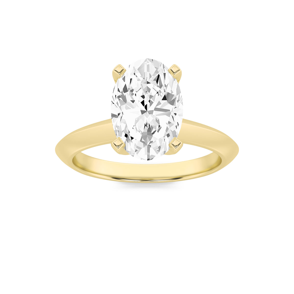 1Cttw Oval Shaped Lab Grown Diamond (F/VS) Knife Edge Shank Solitaire Engagement Ring in 14K Gold