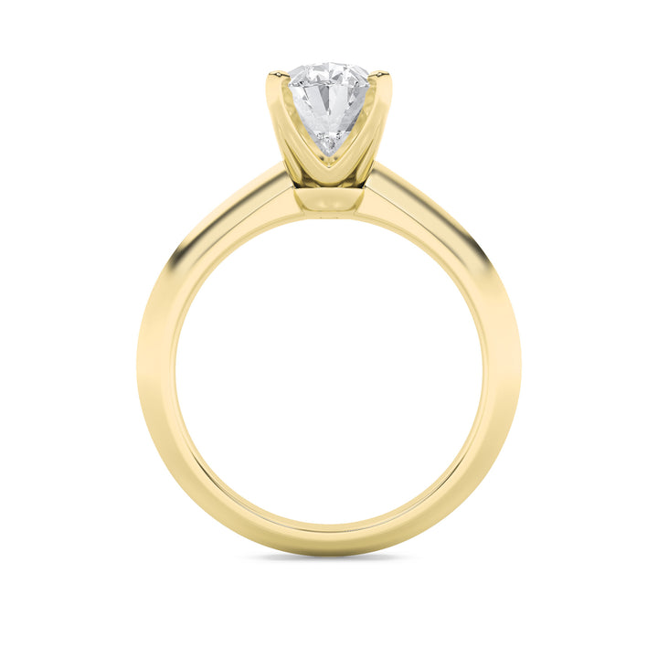 1Cttw Oval Shaped Lab Grown Diamond (F/VS) Knife Edge Shank Solitaire Engagement Ring in 14K Gold